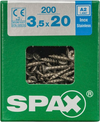 SPAX Edelstahlschraube, T-STAR plus, 200 Stk., 3,5 x 20 mm - silberfarben