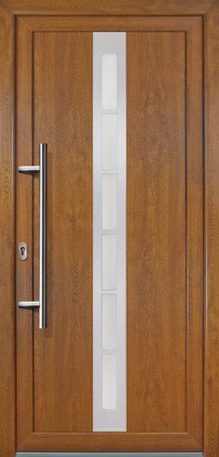 Meeth Kunststoff-Haustür »Signum Exklusiv«, satiniertes Glas, golden oak, nach Innen öffnend, ohne Türgriff - goldfarben