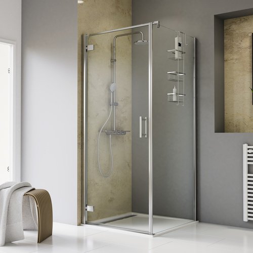 Thumbnail - SCHULTE Duschwand »Toura«, BxH: 90 x 200 cm, ESG, Pendeltür mit Seitenwand, Ecke - silberfarben
