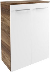 FACKELMANN Doppel-Midischrank »Verona«, 2 Türen, inkl. Wäschekorb, Nussbaum/Weiss, 602 x 826 x 320 mm