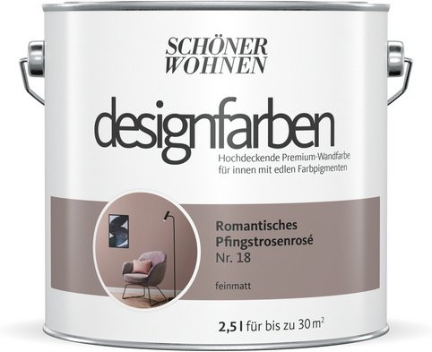 SCHÖNER WOHNEN FARBE Dispersionsfarbe »Designfarbe«, Romantisches Pfingstrosenrose, 2,5L - rosa