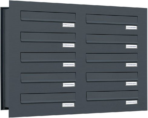 AL BRIEFKASTENSYSTEME Briefkasten, Parteien: 10, Mauerdurchwurf, BxHxT: 153,246 x 57,5 x 48,0 cm - grau