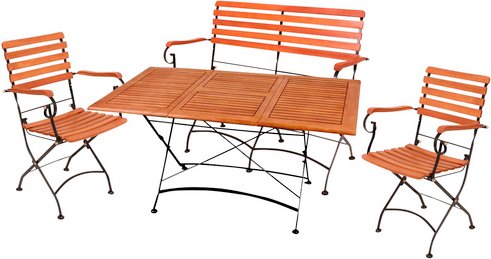 Gartenmöbelset, 4 Sitzplätze, eukalyptusholz/Stahl - beige