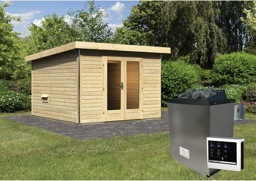 KARIBU Sauna »Kuusalu 2«, BxHxT:309 x 229 x 309 cm, 5 Personen - beige