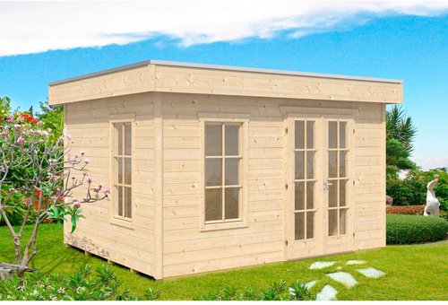 SKANHOLZ Gartenhaus »Breda 2«, Holz, BxHxT: 420 x 255 x 380 cm (Außenmaße inkl. Dachüberstand) - beige