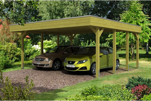 Thumbnail - SKANHOLZ Carport »Friesland«, BxT: 557 x 555 cm, Firsthöhe: 254 cm, imprägniert - braun