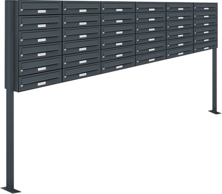 AL BRIEFKASTENSYSTEME Briefkasten, Parteien: 36, Freistehend, BxHxT: 237,8 x 150 x 27,5 cm - grau