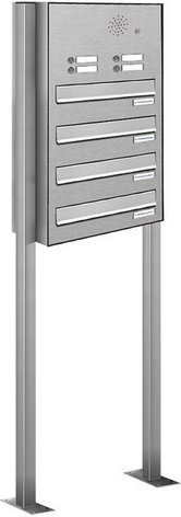 AL BRIEFKASTENSYSTEME Briefkasten, Parteien: 4, Zaundurchwurf, BxHxT: 153,128 x 150,0 x 27,5 cm - silberfarben