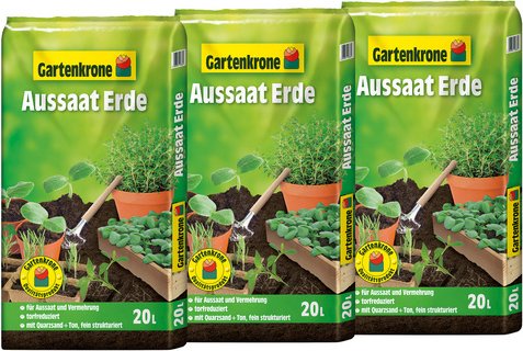 Gartenkrone Aussaaterde, 3 x 20L, Karton - braun