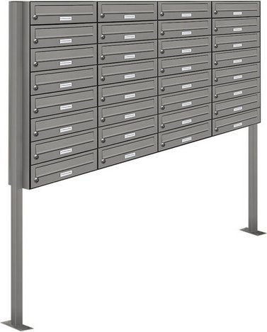 AL BRIEFKASTENSYSTEME Briefkasten, Parteien: 32, Freistehend, BxHxT: 153,488 x 170,0 x 27,5 cm - grau