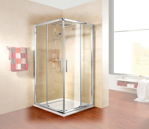 Thumbnail - SCHULTE Eckeinstieg »Kristall Trend«, BxTxH: 80 x 90 x 185 cm - silberfarben