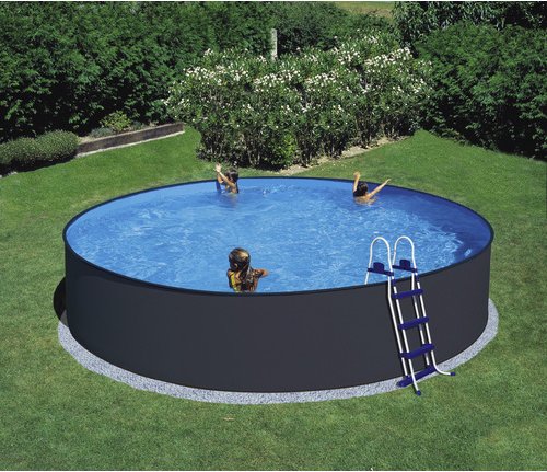 Mr. GARDENER Rundpool, anthrazit, ØxH: 450 x 90 cm - weiss