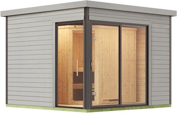 WEKA Saunahaus »412«, 320x239x320 cm, (BxHxT), mit Ofen - grau