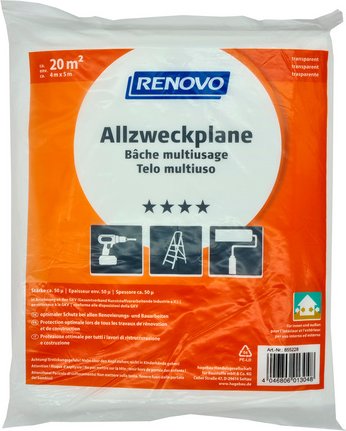 RENOVO Allzweckplane, BxL: 4 x 5 m, transparent