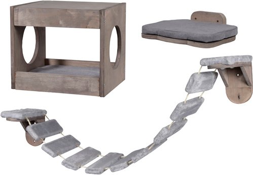 Thumbnail - DOBAR Katzenmöbel-Set, BxHxL: 35 x 30 x 30 cm, braun - grau