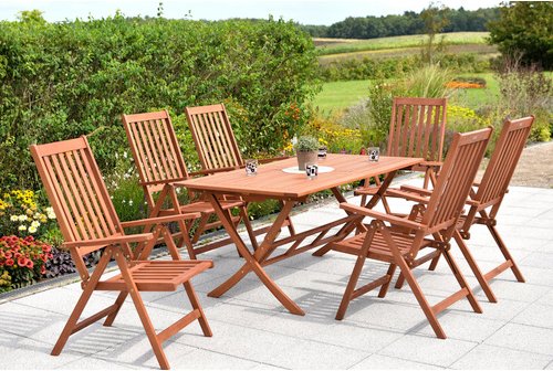 MERXX Gartenmöbelset »Vitoria«, 6 Sitzplätze, Eukalyptusholz - beige