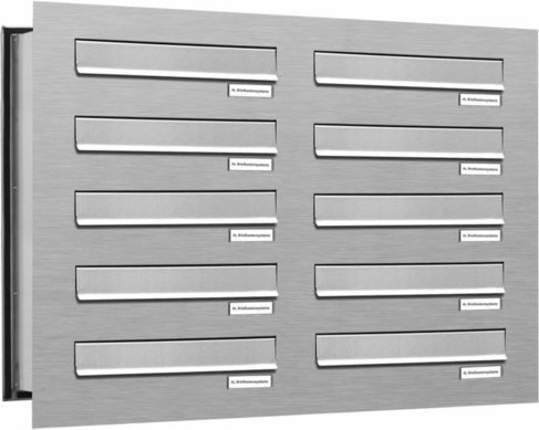 AL BRIEFKASTENSYSTEME Briefkasten, Parteien: 10, Mauerdurchwurf, BxHxT: 76,8 x 57,5 x 48,0 cm - silberfarben