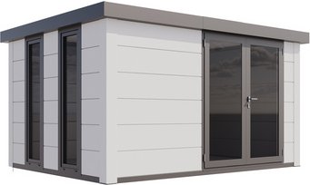 Telluria Gerätehaus »Luminato«, BxHxT: 408 x 219 x 318 cm (Außenmaß inkl. Dachüberstand) - weiss