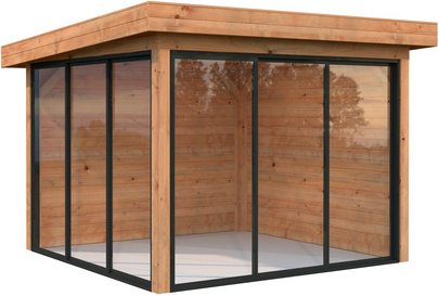 PALMAKO Pavillon »Lenna«, Aufstellmaße BxTxH: 340 x 340 x 245 cm, tauchgrundiert, Holz - braun