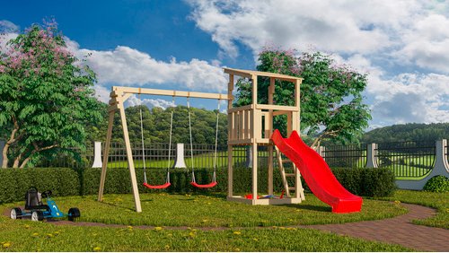 KARIBU Spielturm, BxHxT: 347 x 270 x 264 cm, natur - braun