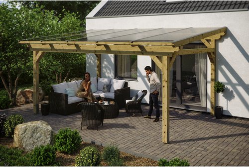 SKANHOLZ Terrassenüberdachung »Sanremo«, Breite: 541 cm, Dach: Polycarbonat (PC), braun