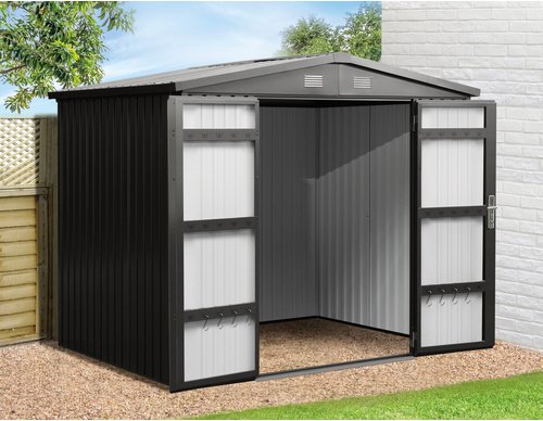 Mr. GARDENER Gerätehaus, Metall, BxHxT: 244 x 201 x 179 cm (Außenmaße inkl. Dachüberstand) - grau