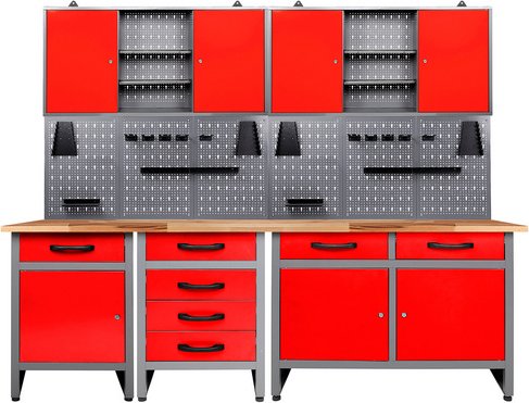 Ondis24 Werkstatt-Set, Entdecker 240 cm Rot-Grau