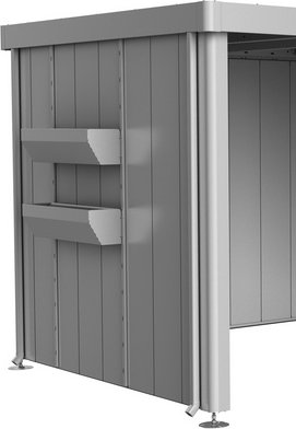BIOHORT Blumenkasten »Neo«, BxL: 84 x 197 cm, silbermetallic, für Seitendach Gerätehaus Neo - silberfarben