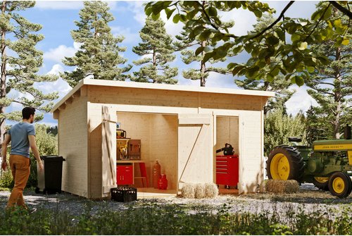 SKANHOLZ Gartenhaus »Flex«, Holz, BxT: 480 x 340 cm (Außenmaße inkl. Dachüberstand) - braun