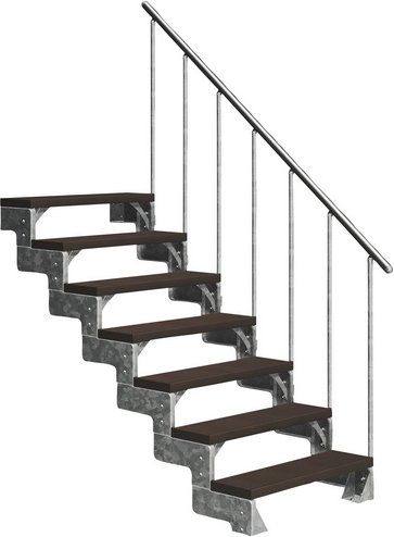 DOLLE Außentreppe »Gardentop«, 7 Vollstufen, braun, 126 cm Geschosshöhe