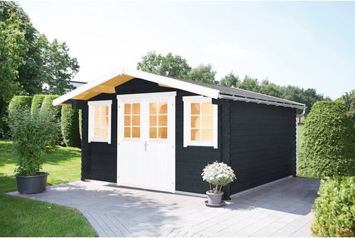 Thumbnail - WOLFF FINNHAUS Gartenhaus »Rotterdam klassik«, Holz, BxHxT: 424 x 245 x 470 cm (Außenmaße inkl. Dachüberstand) - grau