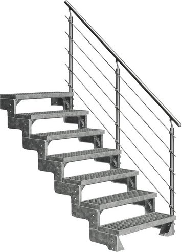 Thumbnail - DOLLE Außentreppe »Gardentop«, 7 Gitterroststufen, silber, 126 cm Geschosshöhe - silberfarben
