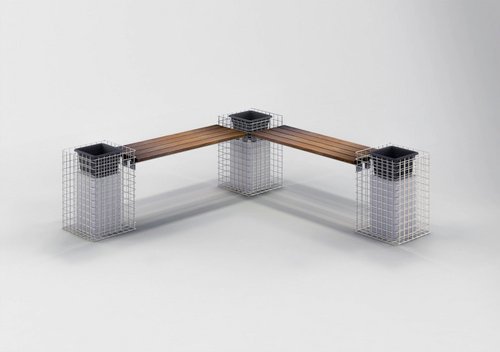 Gabiona Gabionenmöbel, Stahl, 4-Sitzer, BxH: 42 x 62 cm - silberfarben