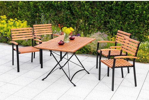 MERXX Gartenmöbelset »Schlossgarten«, 4 Sitzplätze, Eukalyptusholz - schwarz