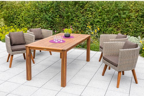 Thumbnail - MERXX Gartenmöbelset »Imperia«, 4 Sitzplätze, Aluminium/Kunststoff/Akazienholz, inkl. Auflagen - beige