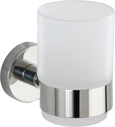 WENKO Zahnputzbecherhalter »Uno Bosio Shine«, Edelstahl/Glas, Edelstahlfarben - silberfarben