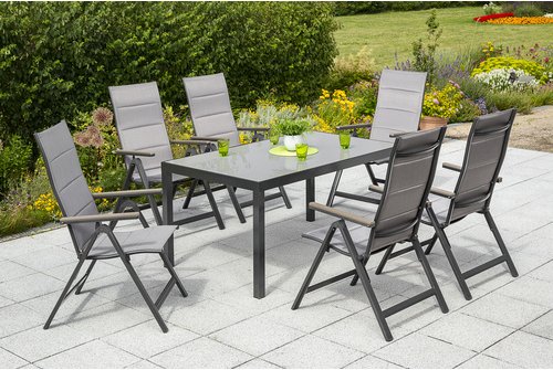 MERXX Gartenmöbelset »Trivero«, 6 Sitzplätze, Aluminium/Textil - grau