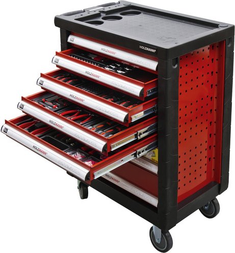 HOLZMANN-MASCHINEN Werkstattwagen »WW790W«, 7 Schubladen, rot, Metall