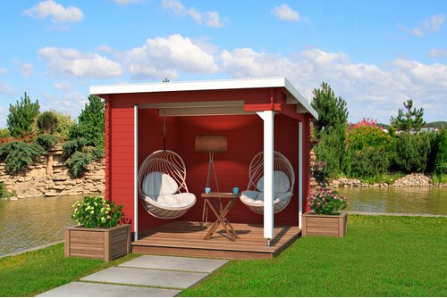 LASITA MAJA Gartenhaus »Buffalo«, BxHxT: 315 x 245,1 x 323,9 cm (Außenmaße inkl. Dachüberstand), Holz - rot