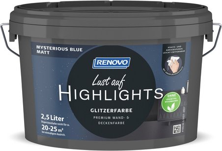 RENOVO Innenfarbe, »Lust auf HIGHLIGHTS«, Mysterious Blue, matt, 2,5 l - blau