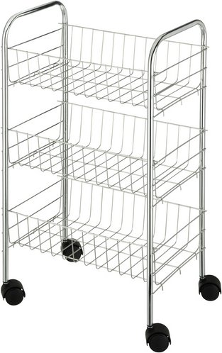 Thumbnail - WENKO Küchenrollwagen »Florenz«, mit 3 Körbe, 4 Rollen, Metall, chromfarben - silberfarben