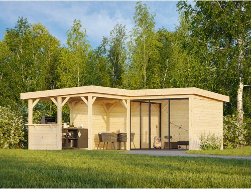 PALMAKO Pavillon »Lenna«, Aufstellmaße BxTxH: 628 x 628 x 245 cm, tauchgrundiert, Holz - braun