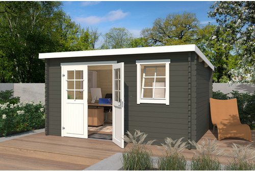 LASITA MAJA Gartenhaus »Amira«, BxHxT: 400 x 211 x 313,9 cm (Außenmaß inkl. Dachüberstand), grüngrau - gruen