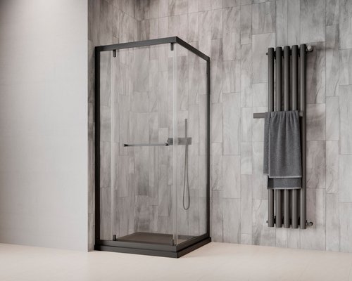 GEO Schiebetür »S7«, Für Eckeinstieg, BxH: 90 x 195 cm, Klarglas, schwarz