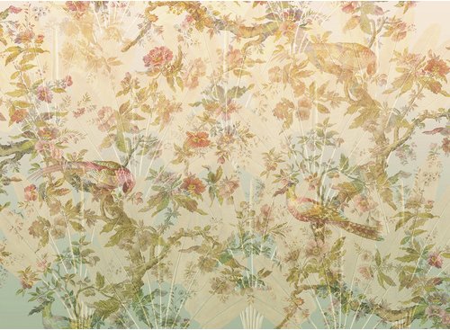 KOMAR Vliestapete »Oiseau de Paradis«, Breite 350 cm, seidenmatt - bunt