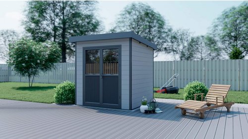 Mr. GARDENER Gartenhaus, BxLxH: 200 x 200 x 236 cm, WPC, Fenster aus Sicherheitsglas - grau