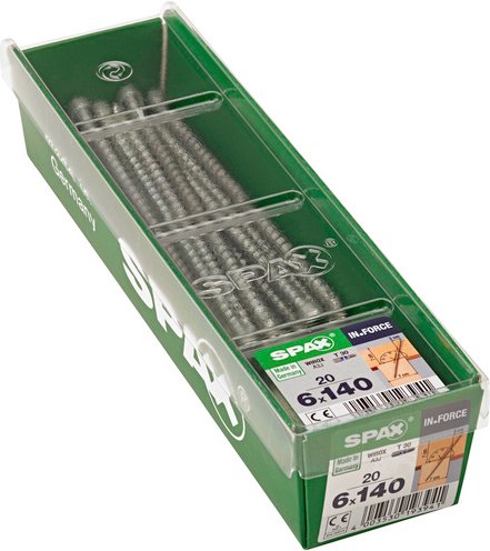 SPAX Holzbauschraube, 6 mm, Stahl, 20 Stk., IN.FORCE 6X140 M - silberfarben