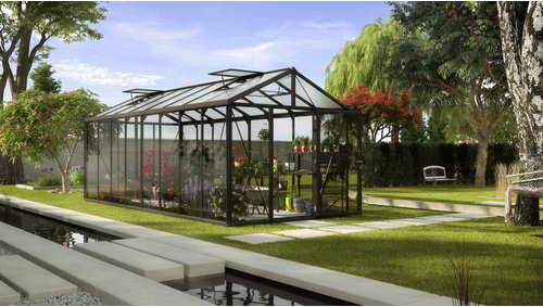 VITAVIA Gewächshaus »Zeus«, 13,8 m², Aluminium/Glas, winterfest - schwarz
