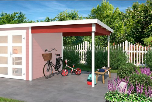 LASITA MAJA Anbau »Zambezi 2«, für Gartenhäuser, BxL: 250 x 250 cm, Fichtenholz - rot
