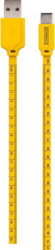 SCHWAIGER Ladekabel, Type-C Sync Kabel flach, mit Maßband, 1,2 m, gelb